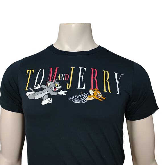 Tom and Jerry Short Sleeve T-shirt Size Small Black Pullover Crewneck - Picture 2 of 6